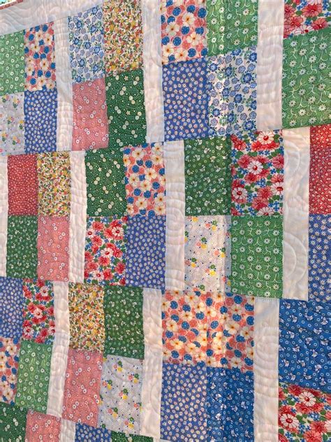 Pastel 1930s reproduction fabric handmade quilt baby child | Etsy