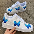 Cute Butterfly Air Force 1 Custom Sneaker Street Shoe Blue | Etsy