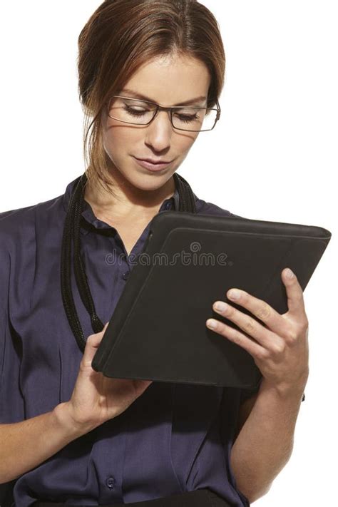 Young Beautiful Business Woman Using Tablet Stock Image Image Of
