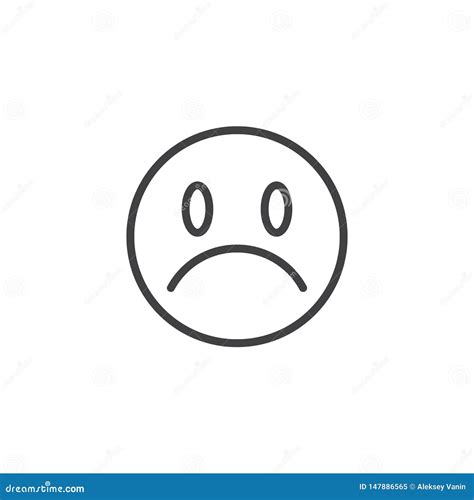 Frowning Face Emoji Line Icon Stock Vector Illustration Of Emoticon