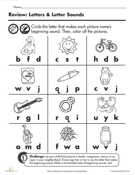 Initial Consonant Sounds Worksheet For 1st Grade Lesson Planet