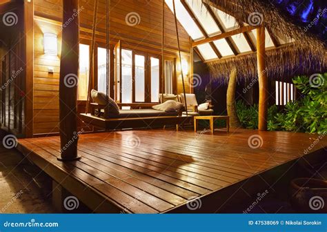Beach Bungalow At Sunset Maldives Stock Image Image Of Chairs