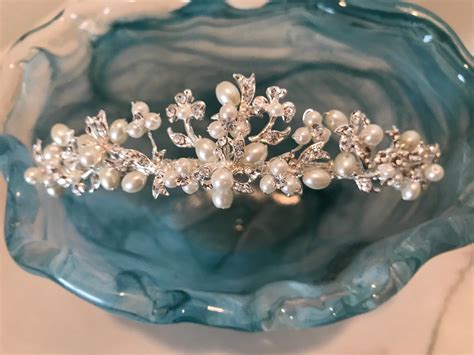 Rhinestone Tiara Freshwater Pearl Bridal Tiara Swarovski Etsy