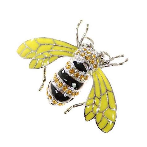 Bee Brooch Bee Broach Yellow Rhinestone Insect Bug Realistic