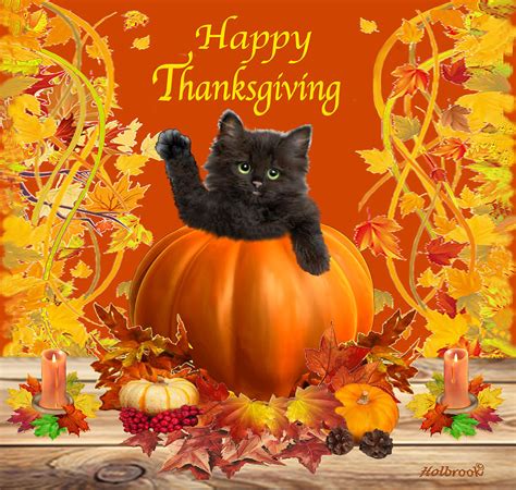 Happy Thanksgiving Kitty Digital Art By Glenn Holbrook