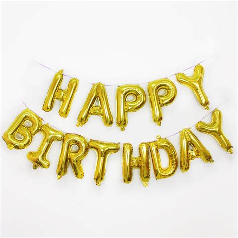 13pcs 16inch Happy Birthday Gold Letter Foil Balloons Kids Party