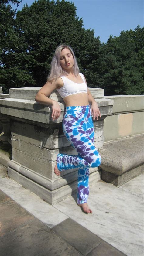 Funky Yoga Pants Flare Boho Hippie Tie Dye Blue Purple Hand Etsy
