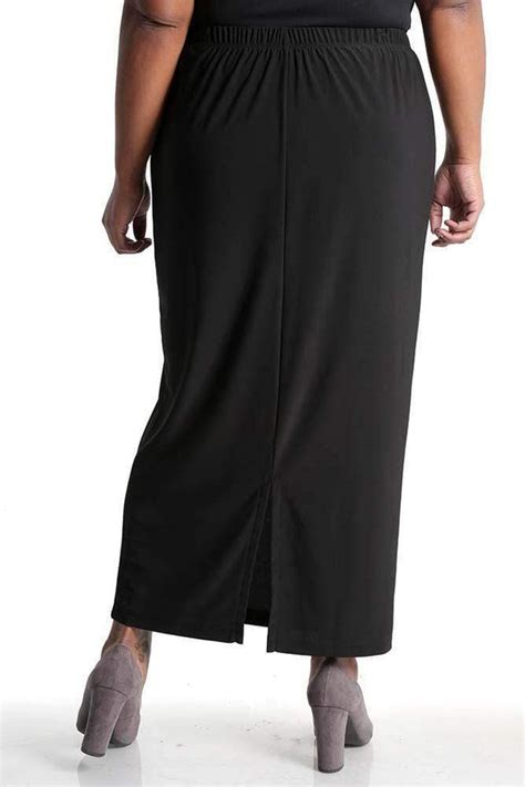 Vikki Vi Jersey Black Straight Maxi Skirt