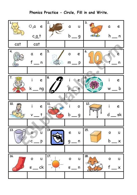 Cvc Words Short Vowel Practice Esl Worksheet By Joanne