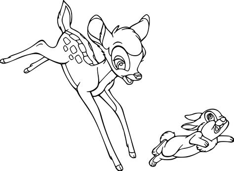 Bambi Thumper Running Coloring Pages