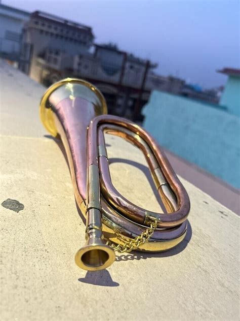 Solid Copper And Brass Bugle Us Military Cavalry Horn Musical
