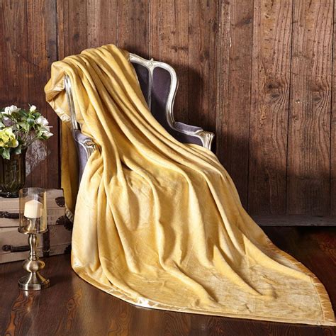 Silk Fleece Blanket With Charmeuse Border Yellow Silk Blanket Silk