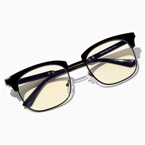 blue light reducing black browline clear lens frames claire s