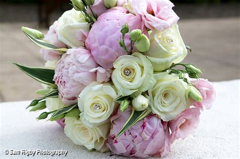 Pink Peonies Cream Roses Wedding Bouquets Bridal Bouquet Cream Roses