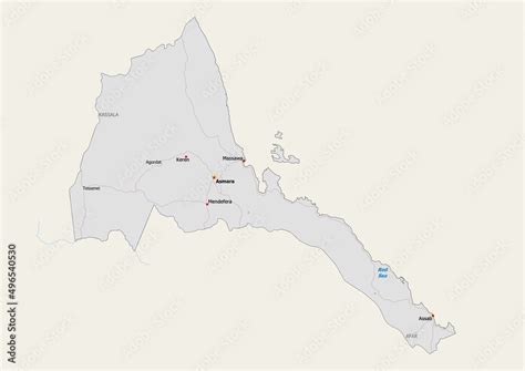 Isolated Map Of Eritrea With Capital National Borders Important