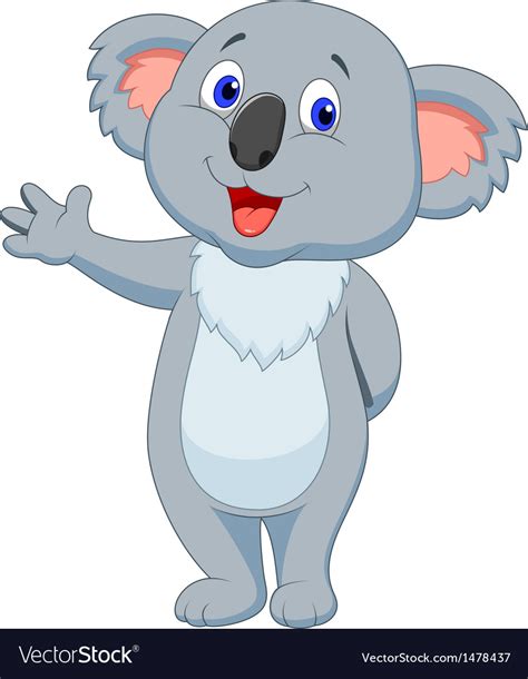 Cute Koala Cartoon Hand Waving Royalty Free Vector Image