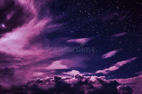 Backgrounds Night Sky With Stars And Moon And Clouds Stock Image