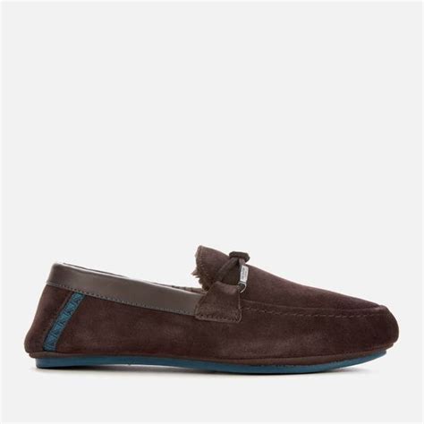 Ted Baker Mens Valcent Suede Mocassin Slippers Brown