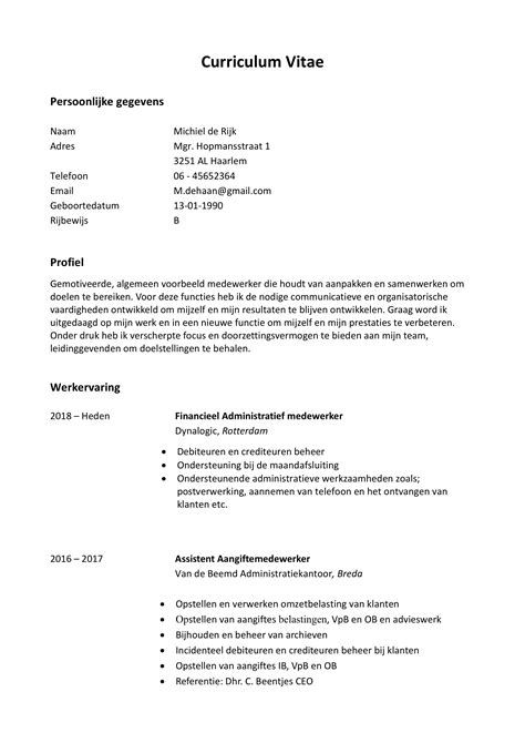 34 Gratis Cv Voorbeelden Downloaden Word And Pdf