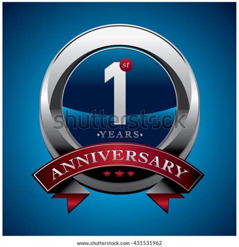 1st Anniversary Logo Red Ribbon Anniversary Stock Vector Royalty Free