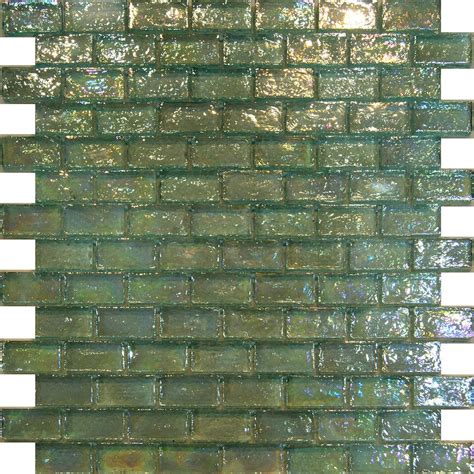 10sf Mint Green Iridescent Subway Glass Mosaic Tile 160
