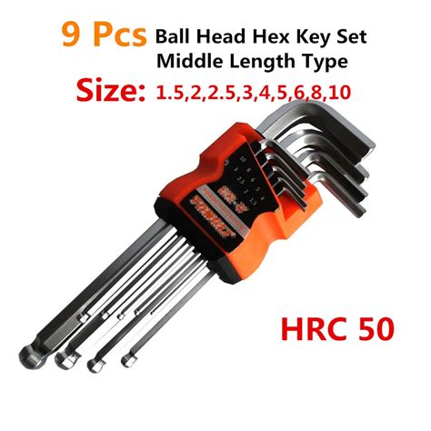 9 Pcs L Shape Hex Key Repair Tools Powerful Type Allen Wrench Set High