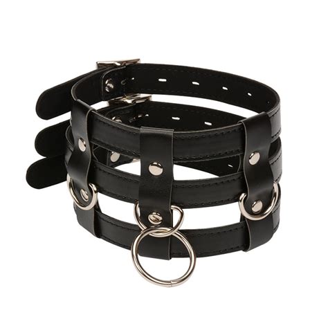 buy black bdsm collar leather slave collar for women female metal collar