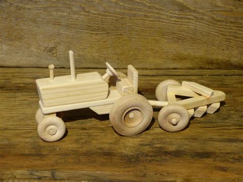 Handmade Wooden Toys Farm Tractor And Plow Wooden Toys Wooden Toys