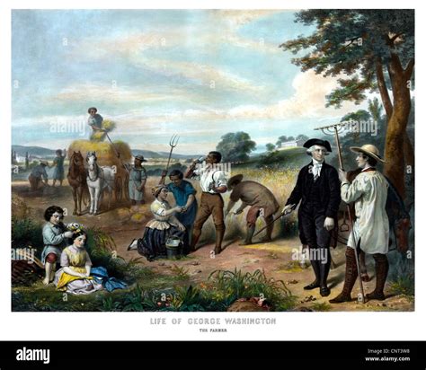 Vintage American History Print Of George Washington On His Farm As