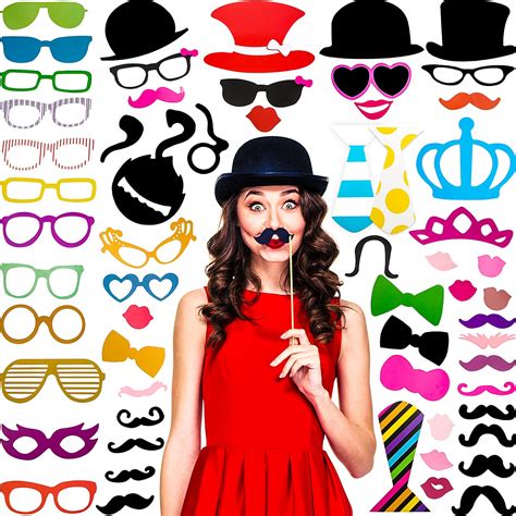 Buy 60 Pieces Photo Booth Props Diy Kit Funny Selfie Props Accessories