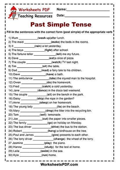 fill   sentences   correct form  simple
