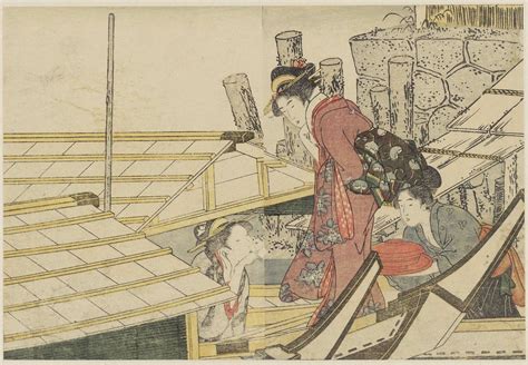 Kitagawa Utamaro Embarking In Pleasure Boats In Summer From Vol 1 Of