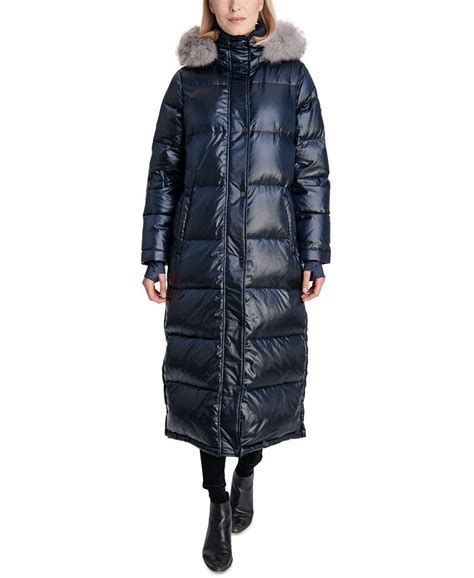 Michael Kors Petite Faux Fur Trim Hooded Down Maxi Puffer Coat Created