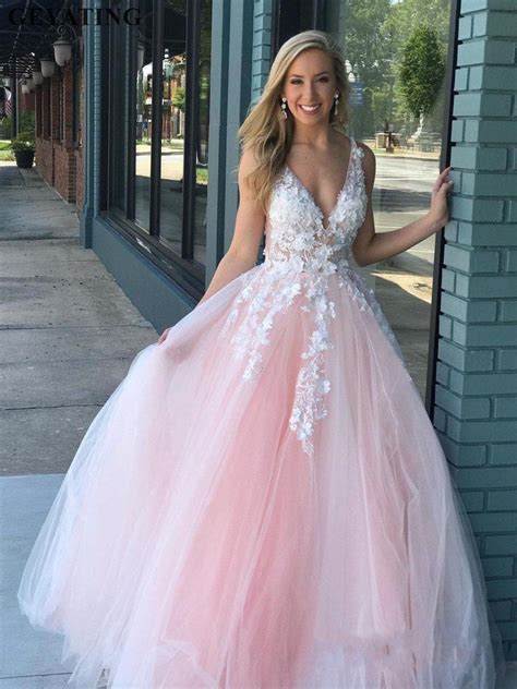 Sexy V Neck Backless Blush Pink Prom Dresses 2019 Mint Green Tulle Ball