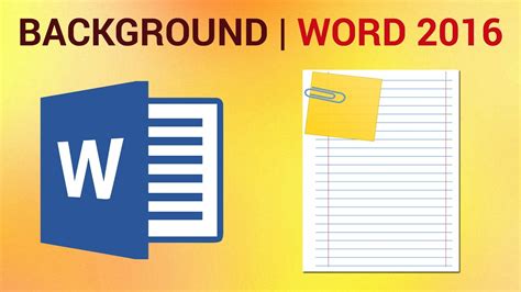 How To Apply A Page Background In Word 2016 Youtube