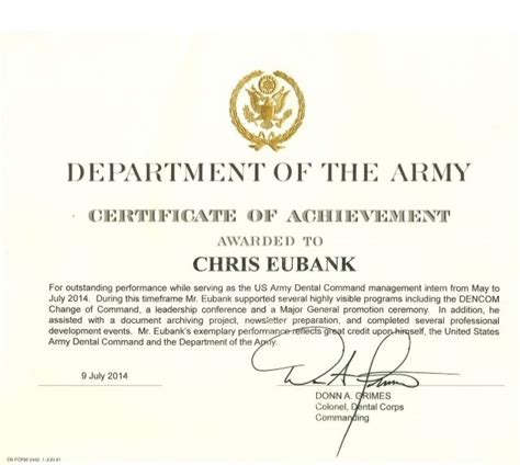 Army Certificate Of Appreciation Template 9 Professional