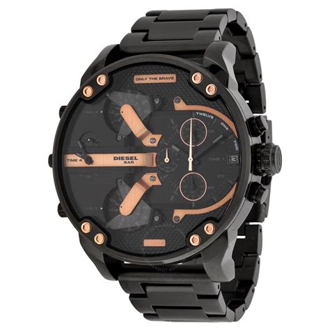 Diesel The Daddies Chronograph Four Time Zone Dial Black Ion Plated Men