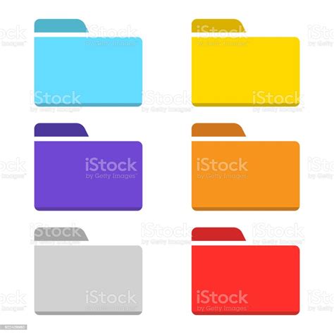 Folder Icon Set Colorful Vector Stock Illustration Download Image Now