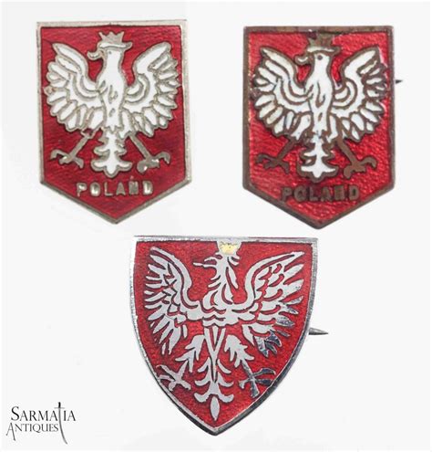 Ww2 Polish Patriotic Enameled Eagle Badges Sarmatia Antiques