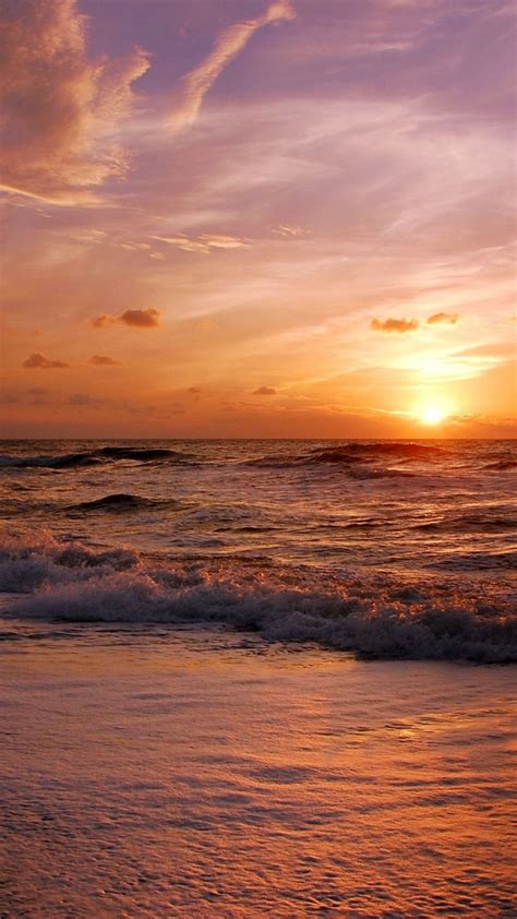 Sun Seashore Sea Waves Sunset 1080x1920 Wallpaper Sunrise Pictures
