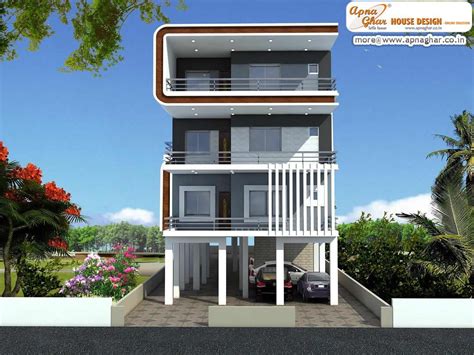 Get exterior design ideas for your modern house elevation with our 50 unique modern house facades. Sampal Apartment Three Floor House Elevation - Zion Star