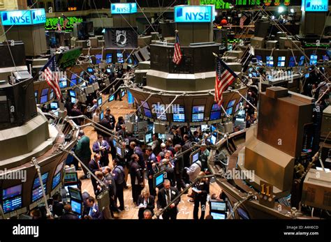 Stockbrokers Busy On The Trading Floor Of The New York Stock Exchange