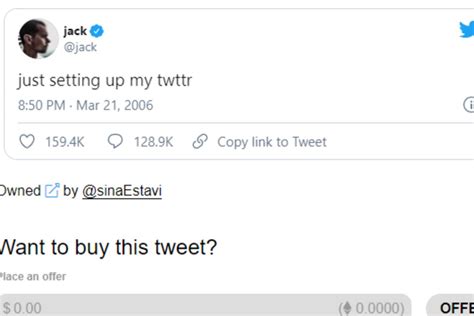 Twitter Ceo Jack Doresy Sells Digital Image Of First Tweet For 38 Million