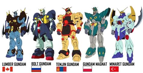 List Of Gundams In Each Countries G Gundam Gundam Mobile Fighter G