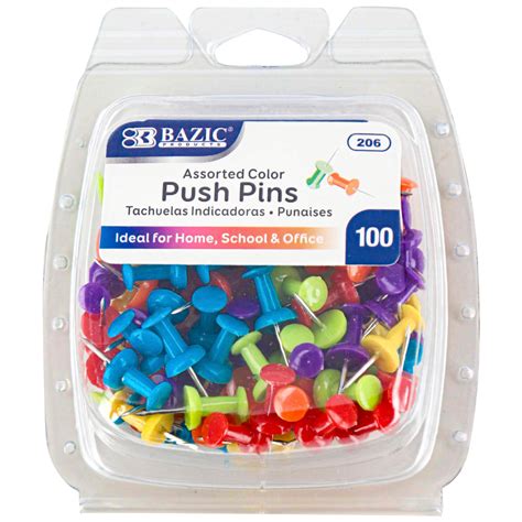 Assorted Color Push Pins 100 Count