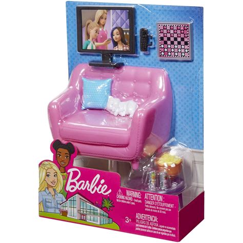 Barbie Estate Indoor Furniture Living Room Set With Kitten Walmart