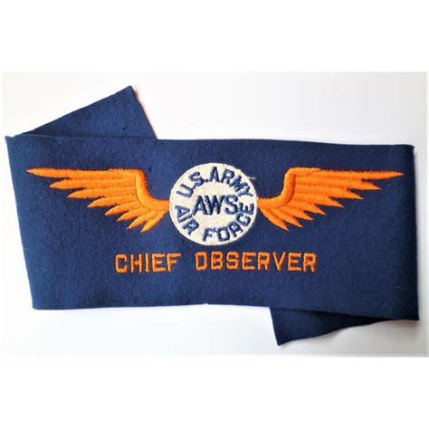 Us Army Air Force Chief Observer Armband Aircraft Warning Service