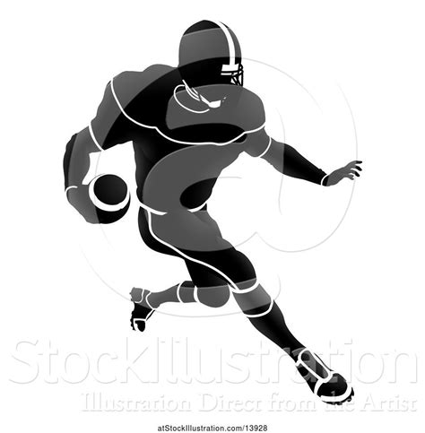 Vector Illustration Of Silhouetted Black And White Football Player