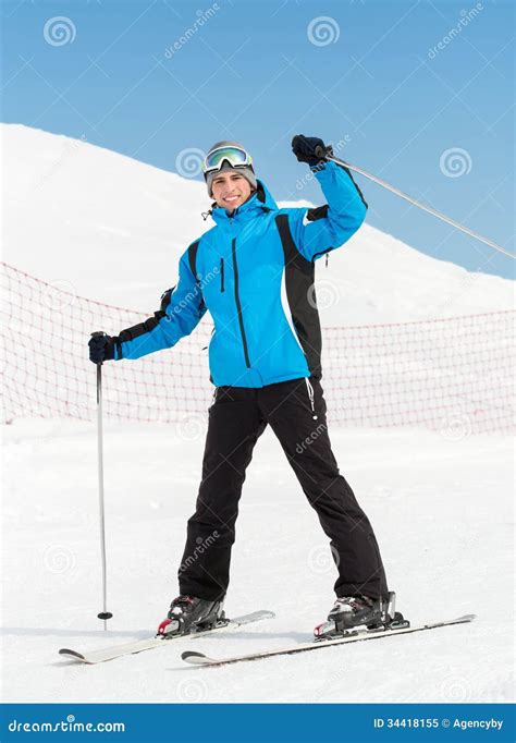 Portrait Of Male Downhill Skier Stock Image Image Of Brown Extreme