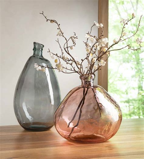 Recycled Glass Balloon Vases Set Of 2 Recycled Glass Vases And DÃ©cor